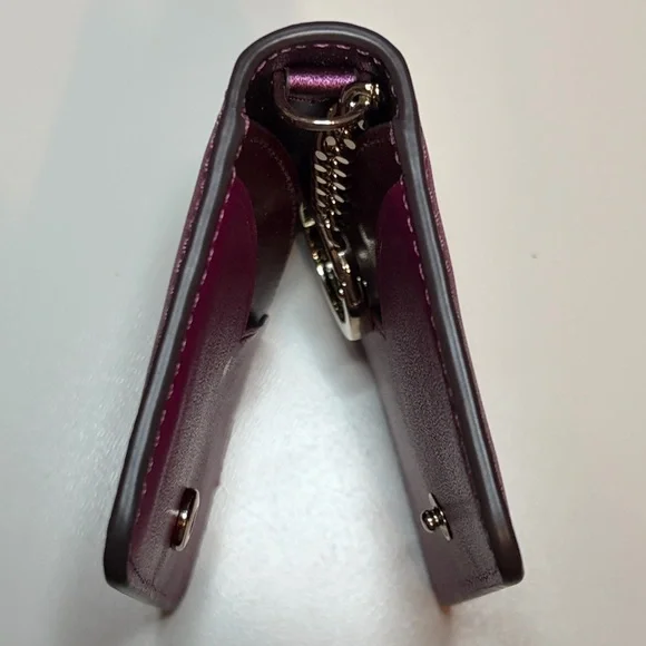 Kate Spade Nadine Leather Slim Bifold Card Holder w/ Keyring NWOT Rhubarb Tart